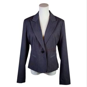 Rafaella Gray Stretch Blazer Size 8 Career Jacket with Pleated Back